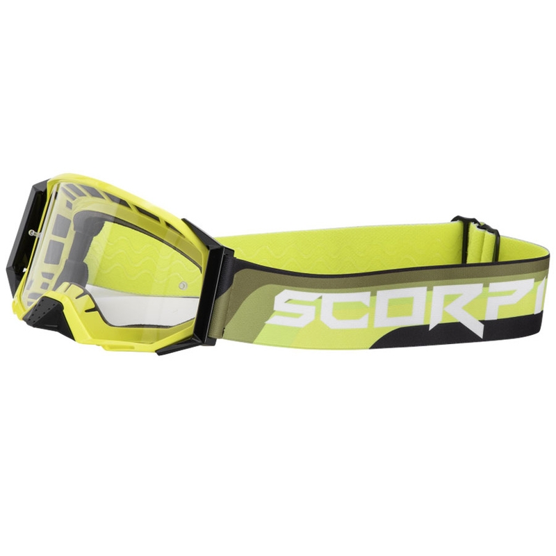 Motokrosové okuliare Scorpion E24 fluo žlto-čierne s čírym plexi