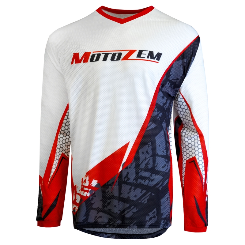 Motokrosový dres MotoZem Ground MX bielo-čierno-červený