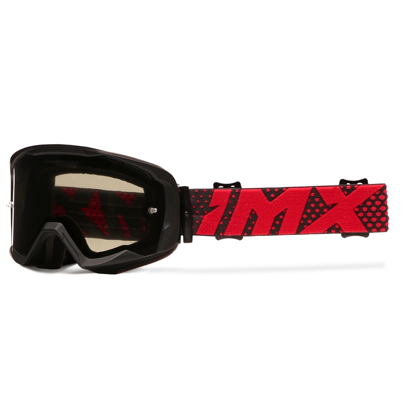 Motokrosové okuliare iMX Endurance Flip čierno-červené s dymovým plexi