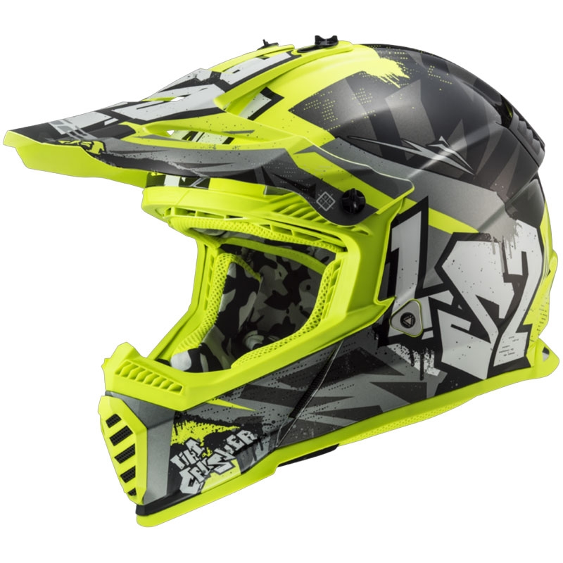 Detská motokrosová prilba LS2 MX437 Fast EVO Mini Crusher čierno-žltá