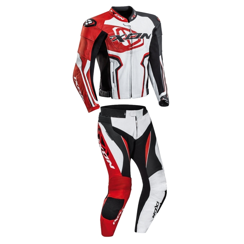 Kombinéza na motorku IXON Falcon bielo-červeno-čierna výpredaj