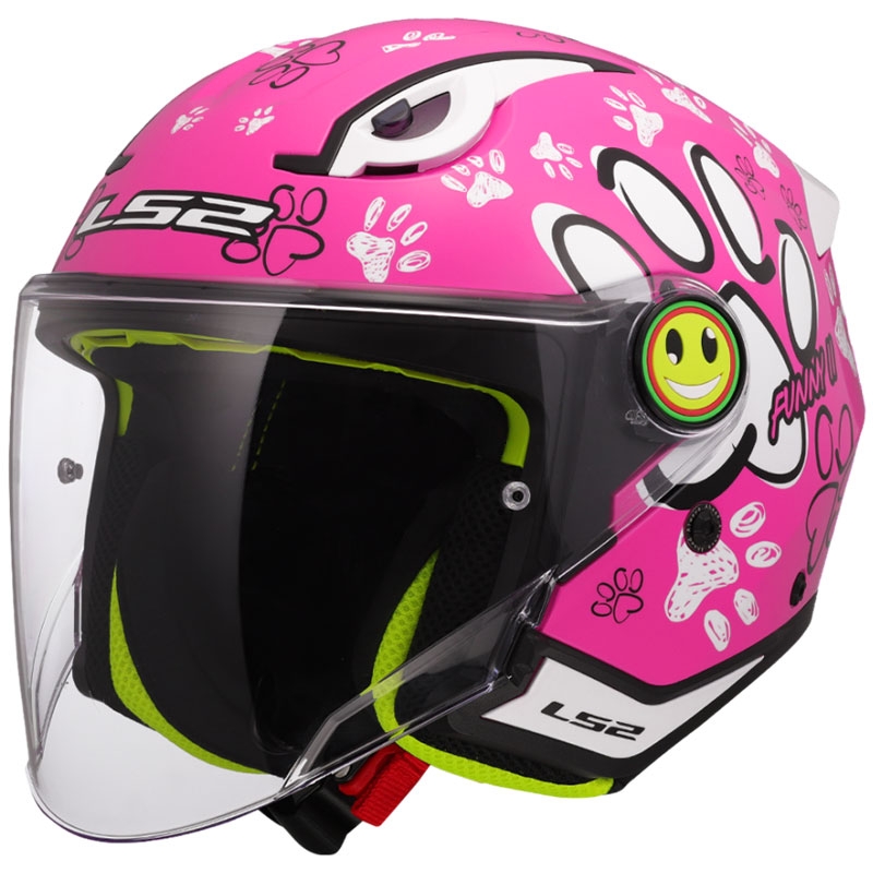 Detská otvorená helma na motorku LS2 OF622 Funny II Paws ružová