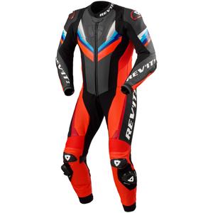 Kožená kombinéza na motorku Revit Quantum 3 fluo červeno-čierna
