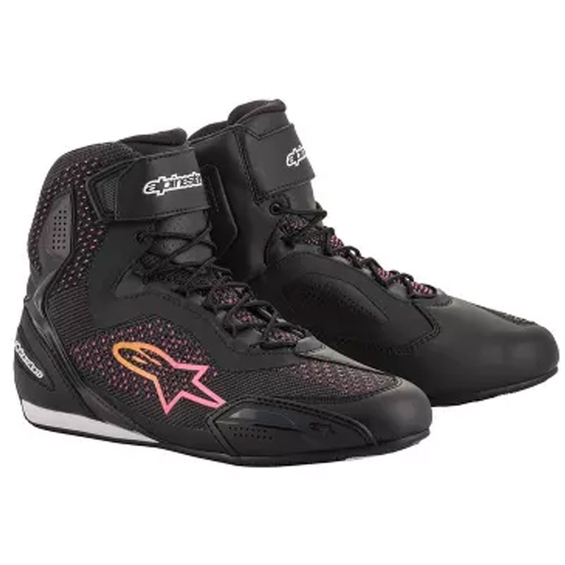 Dámske topánky na motorku Alpinestars Stella Faster 3 Rideknit čierno-žlto-ružové