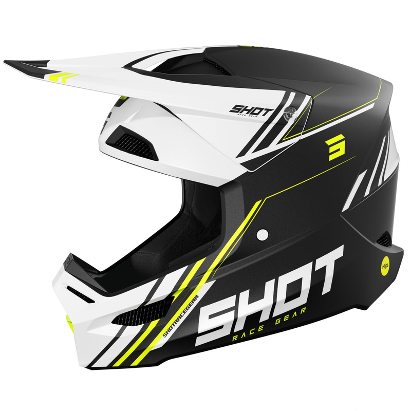 Motokrosová prilba Shot Race Sprint čierno-bielo-fluo žltá