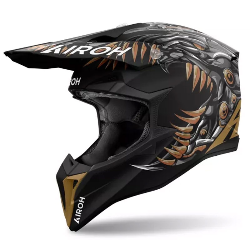 Motokrosová prilba Airoh Wraaap Cyborg matná čierna