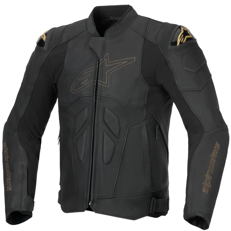 Kožená bunda na motorku Alpinestars Dusk čierno-zlatá