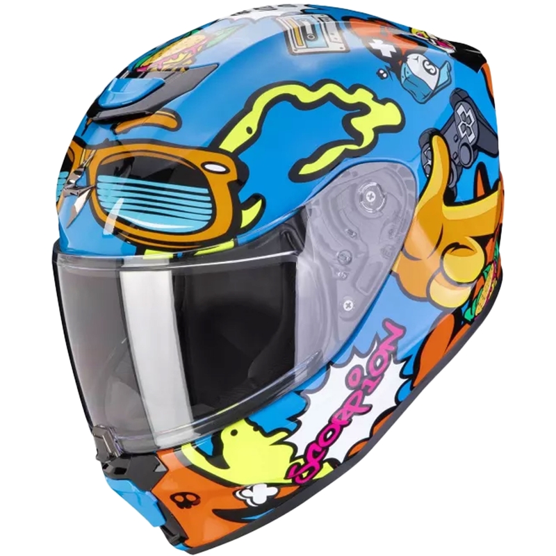 Detská prilba na motocykel Scorpion EXO-JNR AIR FUN modro-oranžová