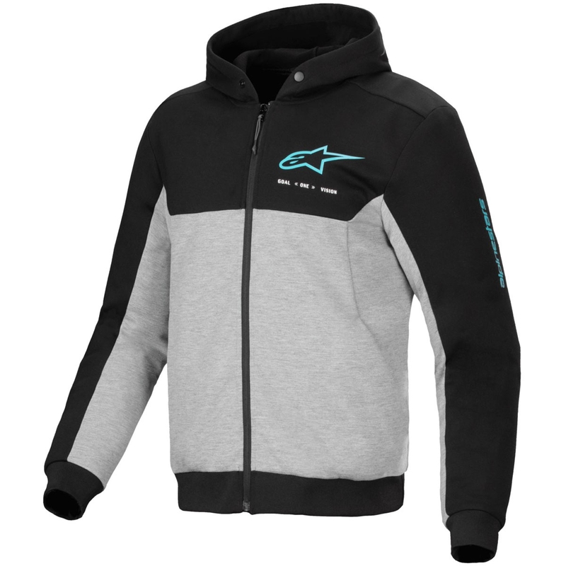 Mikina na motorku Alpinestars Chrome V2 Sport šedo-čierno-modrá
