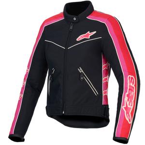 Dámska bunda na motorku Alpinestars Stella T-Dyno Water Resistant čierno-červeno-ružová