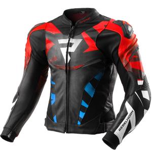 Kožená bunda na motorku Rebelhorn Inferno čierno-modro-bielo-červená