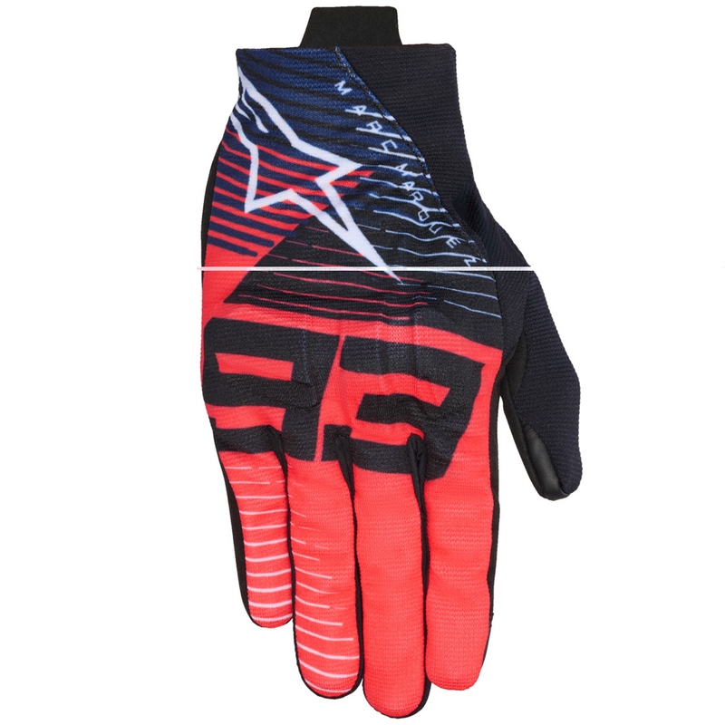 Rukavice na motorku Alpinestars Reef V2 MM93 kolekcia kolekcia fluo červeno-modro-biele