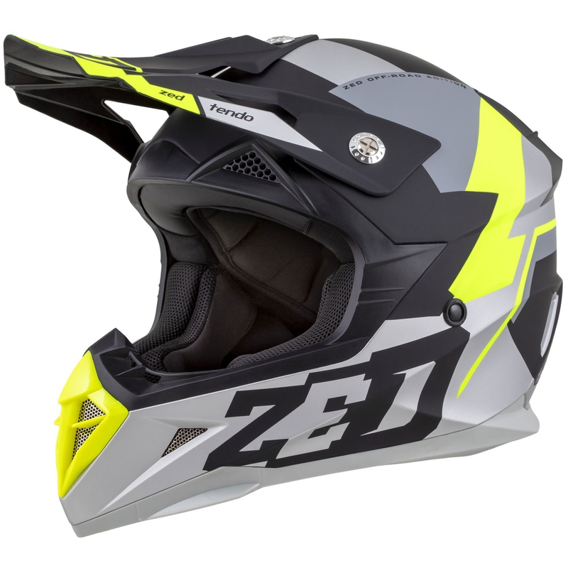 Motokrosová prilba ZED X1.9 Tendo matná čierno-tmavo šedo-svetlo šedo-fluo žltá