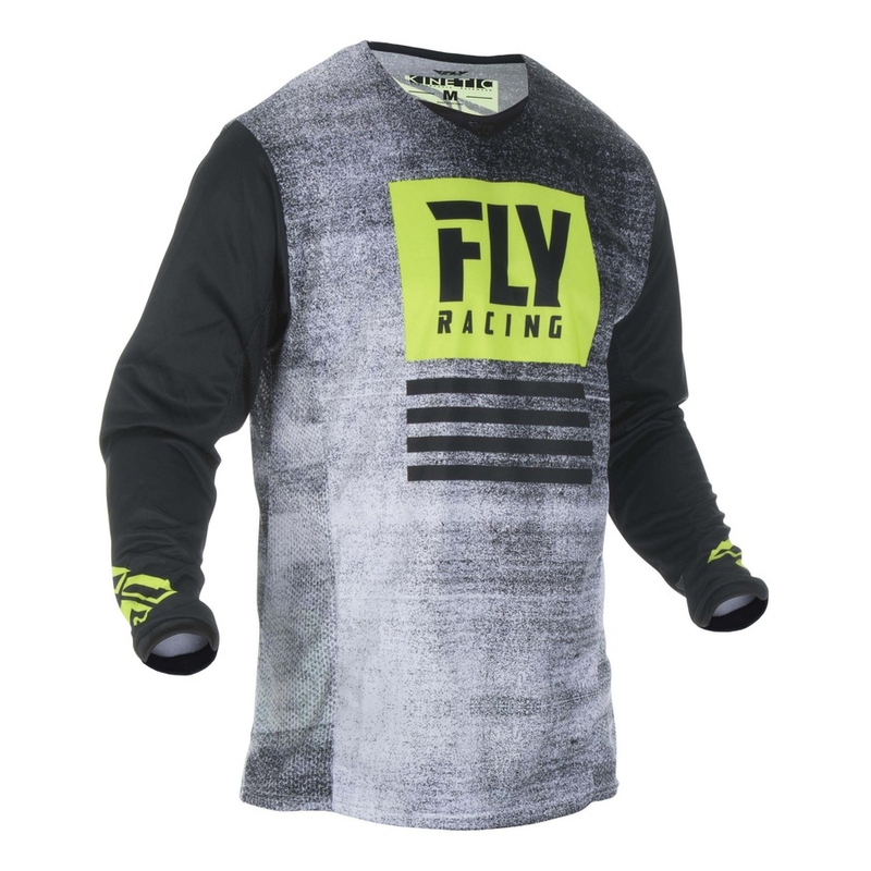 Motokrosový dres FLY Racing Kinetic NOIZ 2019 - USA čierno-fluo žltý výpredaj