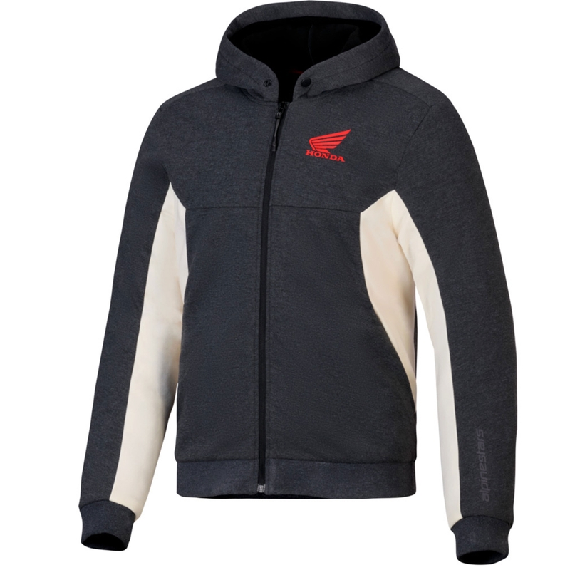 Mikina na motorku Alpinestars Chrome V3 Sport Hoodie kolekcia Honda tmavo šedo-krémovo-červená