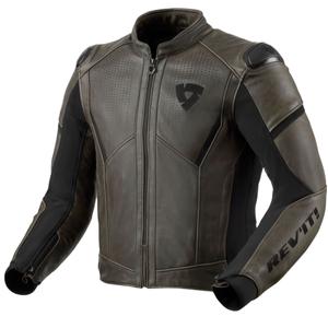 Kožená bunda na motorku Revit Parallax tmavo olivová