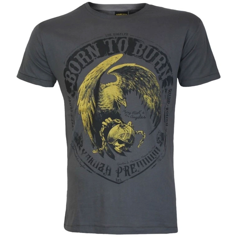 Tričko Yakuza Premium Born To Burn Flying Riots Los Angeles tmavo šedé
