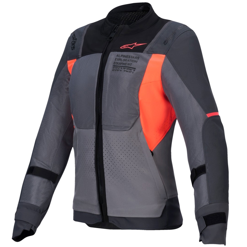 Dámska bunda na motorku Alpinestars Stella ST-2 Air šedo-tmavo šedo-fluo koralová