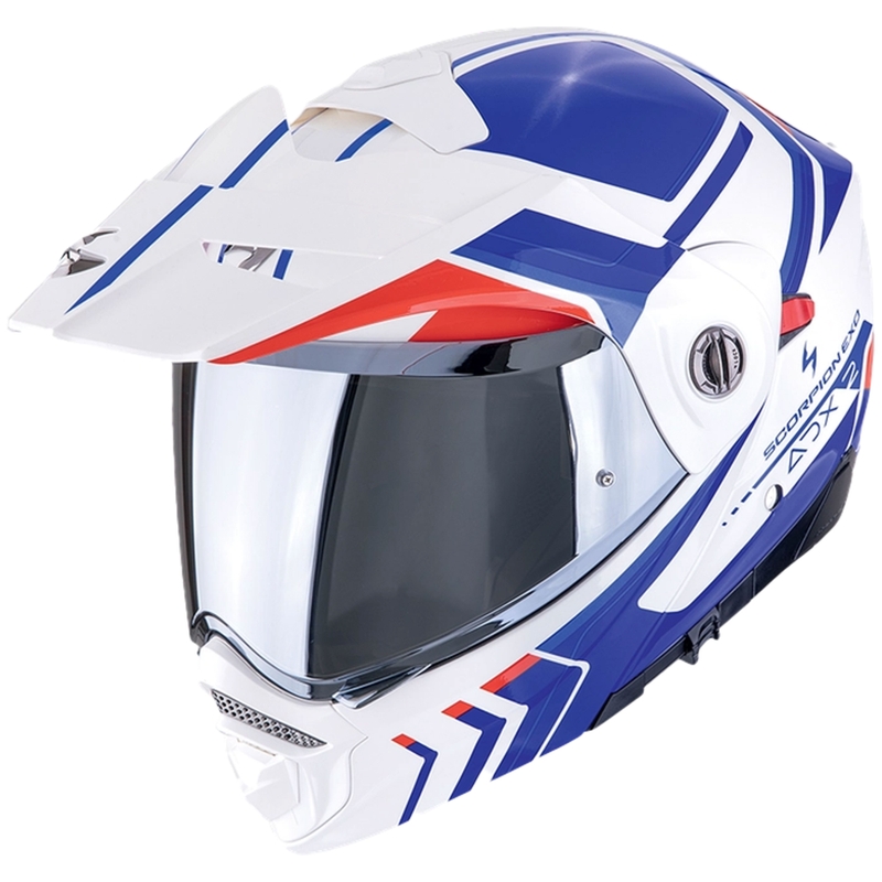 Výklopná prilba na motorku Scorpion ADX-2 LEWIS bielo-modro-červená