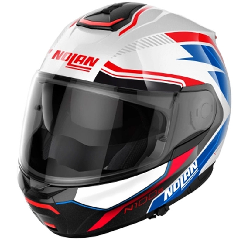 Výklopná motocyklová prilba Nolan N100-6 Surveyor N-COM 24 bielo-modrá
