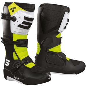 Topánky na motocykel Shot Race 4 čierno-bielo-fluo žlté