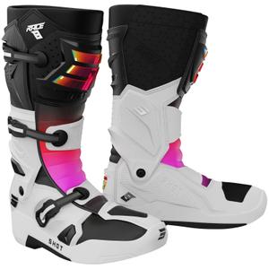 Topánky na motorku Shot Race 8 Holographic bielo-čierno-ružové