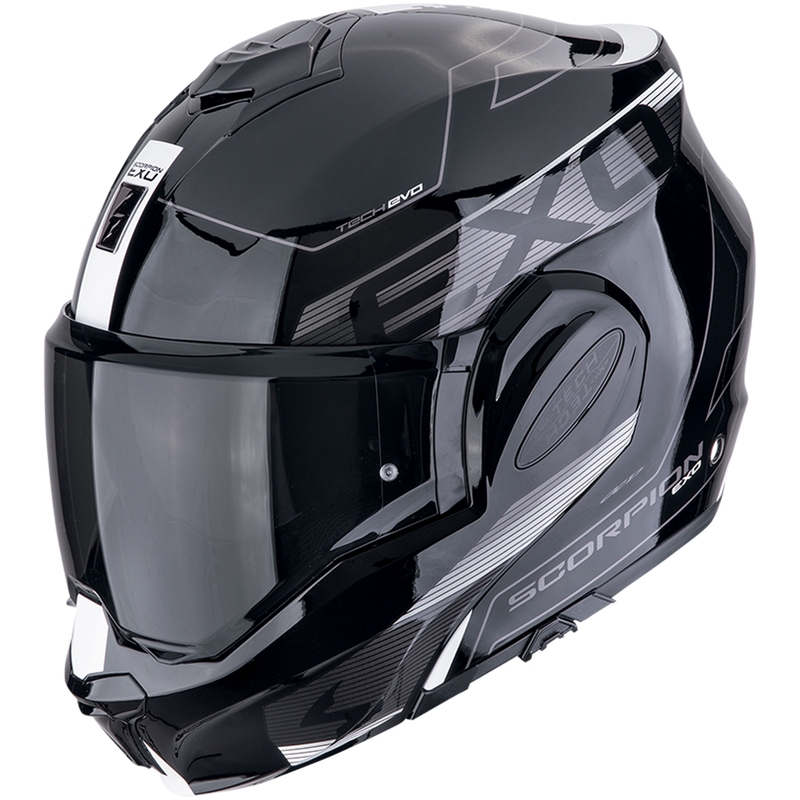 Preklápacia prilba na motorku Scorpion EXO-TECH EVO TRAVELLER čierno-biela