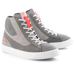 Topánky na motorku Alpinestars Stated svetlo šedo-fluo červeno-biele