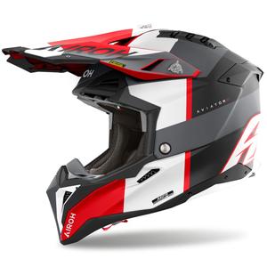 Motokrosová prilba Airoh Aviator 3 Monarch šedo-červená matná