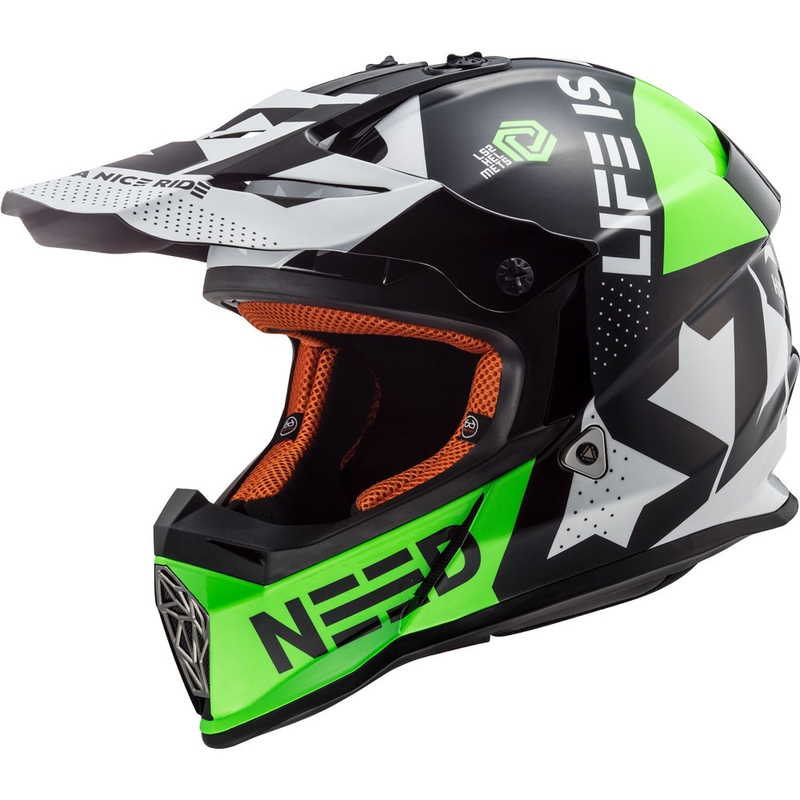 Motokrosová prilba LS2 MX437 Fast Block čierno-zelená