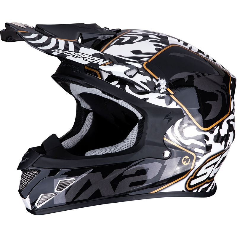 Motokrosová prilba Scorpion VX-21 Air Gnarly čierno-biela