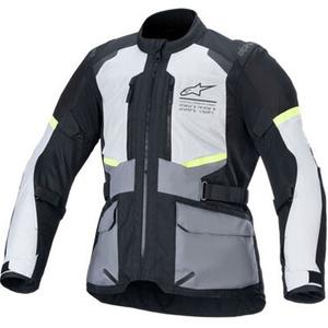 Bunda na motorku Alpinestars Andes Air Drystar svetlo šedo-tmavo šedo-čierno-fluo žltá