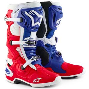 Topánky na motorku Alpinestars Tech 10 limitovaná edícia FORTITUDE bielo-modro-červené