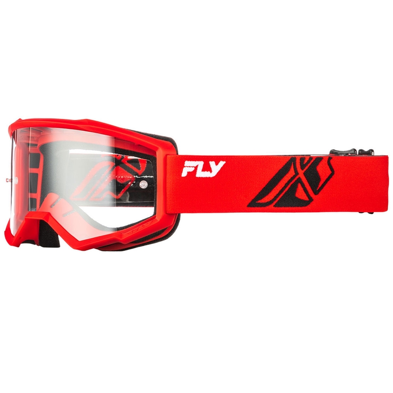 Motokrosové okuliare Fly Racing Focus červeno-čierne s čírym plexi