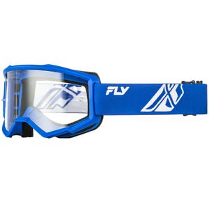 Detské motokrosové okuliare FLY Racing Focus modro-biele s čírym plexi