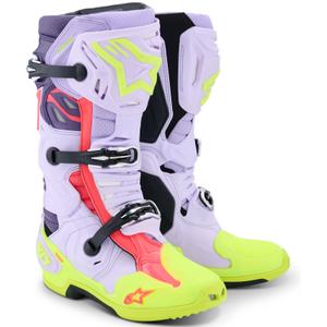 Topánky na motorku Alpinestars Tech 10 Supervented fialovo-fluo žlto-ružové