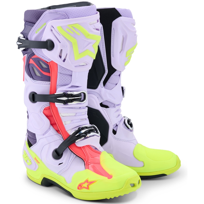 Topánky na motorku Alpinestars Tech 10 Supervented fialovo-fluo žlto-ružové