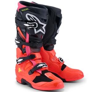 Topánky na motorku Alpinestars Tech 7 čierno-fluo červeno-fluo ružové