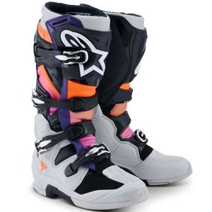 Topánky na motorku Alpinestars Tech 7 čierno-svetlo šedo-fluo oranžovo-gradient