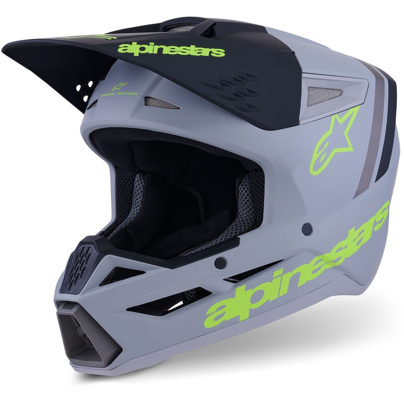 Motokrosová prilba Alpinestars S-M3 Radium matná šedo-fluo žlto-čierna
