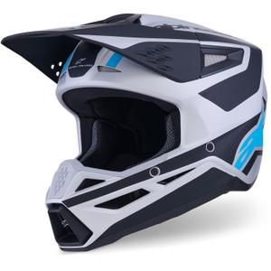 Motokrosová prilba Alpinestars S-M3 Heat strieborno-modro-čierna matná