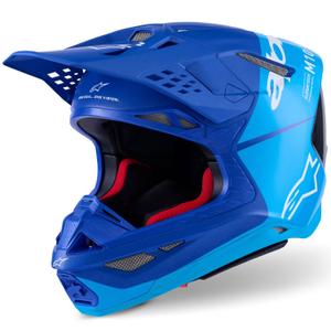 Motokrosová prilba Alpinestars Supertech S-M10 Flood modrá perleťovo-svetlo modro-čierno-karbónovo-matno-lesklá