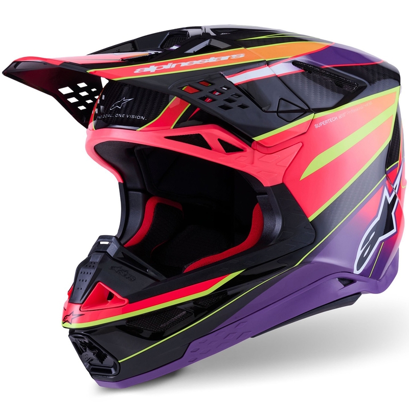 Motokrosová prilba Alpinestars Supertech S-M10 Era ružovo-fialovo-fluo žltá