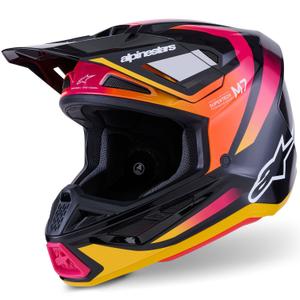 Motokrosová prilba Alpinestars SM7 Rise čierno-žlto-fluo ružová
