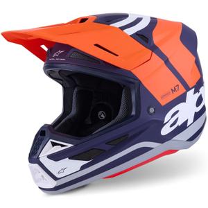 Motokrosová prilba Alpinestars SM7 Core matná oranžovo-modro-biela