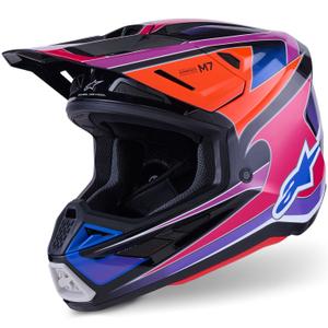 Motokrosová prilba Alpinestars SM7 Fuse modro-fialovo-ružová