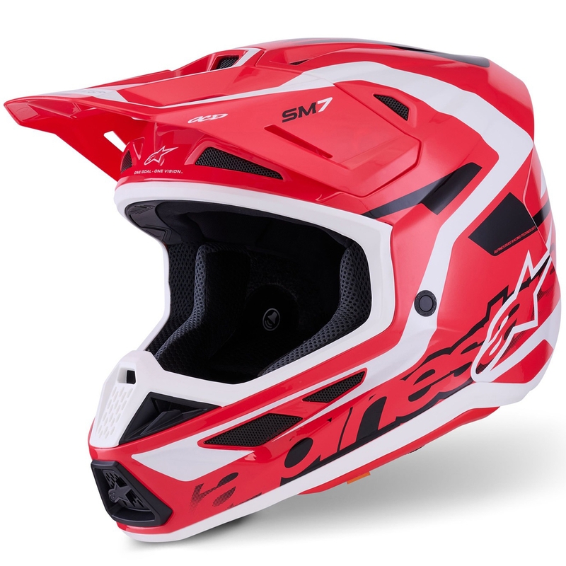 Motokrosová prilba Alpinestars SM7 Deed červeno-čierno-biela