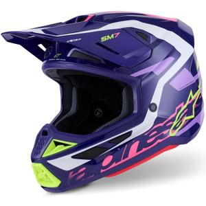 Motokrosová prilba Alpinestars SM7 Deed fialovo-ružovo-bielo-fluo žltá
