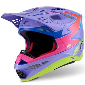 Motokrosová prilba Alpinestars S-M10 JETT LAWRENCE R01 fialovo-fluo ružovo-fluo žltá