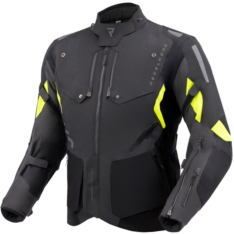 Bunda na motocykel Rebelhorn Hiker IV čierno-antracitovo-fluo žltá